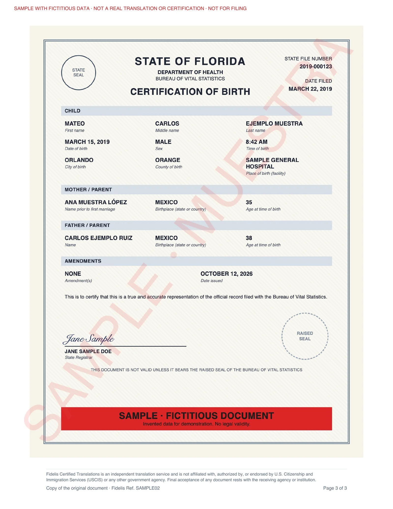 1. Original birth certificate (English)